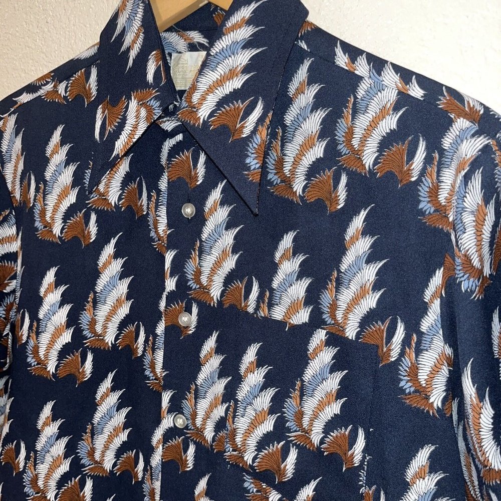 Vintage 70’s Sears Kings Road Shop Mod Retro Disco Button Up Shirt Sz M‎ Design